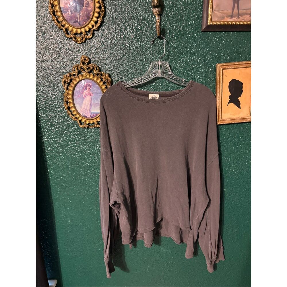Free People Washed Gray Long Sleeve Size Medium Oversized